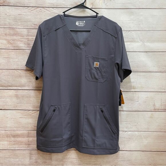 NEW WITH‎ TAGS CARHARTT MEDICAL SCRUB TOP IN GRAY - Picture 1 of 5